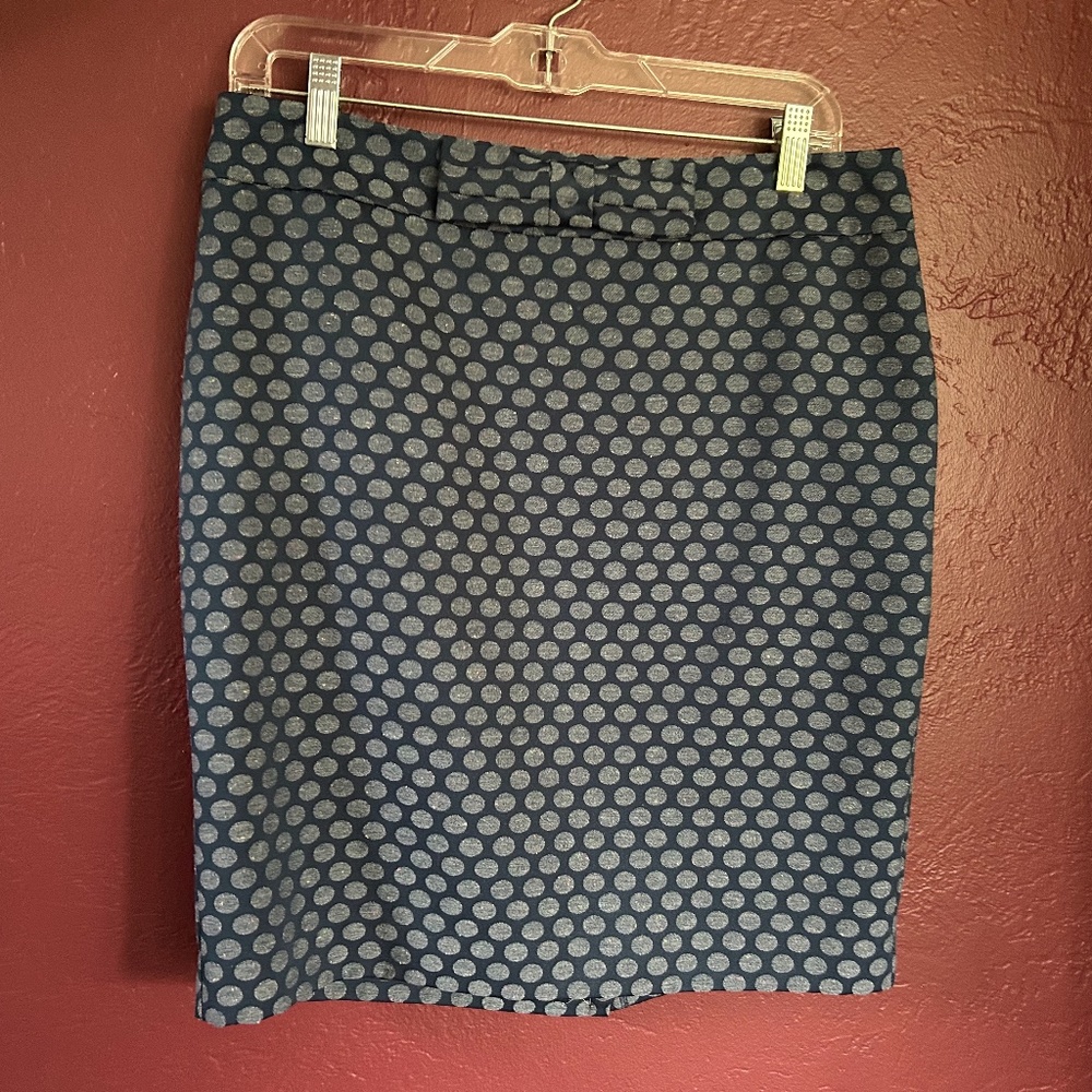 LOFT Blue Polka-Dot Pencil Skirt
